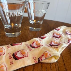 Campari Barware Gift Set | 2 Logo Rocks Glasses + Campari Cocktail Socks